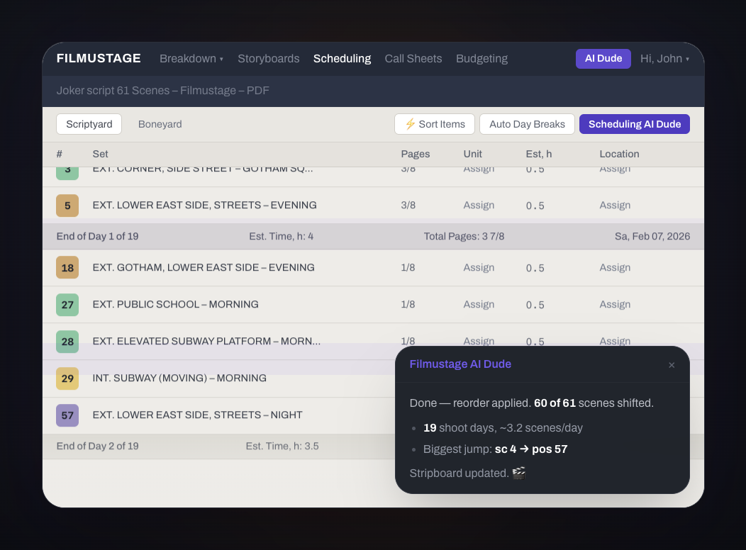 AI Dude — Your AI Production Agent | Filmustage